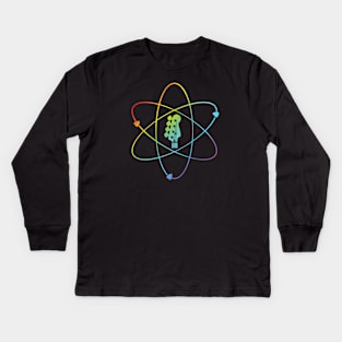 Bass Guitar Headstock Atom Symbol Colorful Kids Long Sleeve T-Shirt